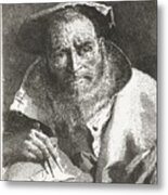 Scientist With Beret On Head And Compass In Hand Giovanni Domenico Tiepolo After Giovanni Battista Metal Print