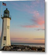 Scituate Lighthouse Scituate Massachusetts South Shore At Sunrise Metal Print