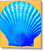 Sea Shell Blue And Gold Metal Print