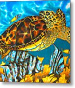 Sea Turtle And Atlantic Spadefish Metal Print