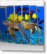 Sea Turtle Out With Friends Metal Print