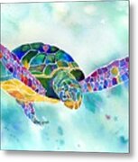 Sea Weed Sea Turtle Metal Print