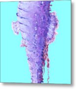 Seahorse Painting On Blue Background Metal Print