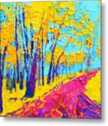 Searching Within 2 Enchanted Forest Series - Modern Impressionist Landscape Painting Palette Knife Metal Print