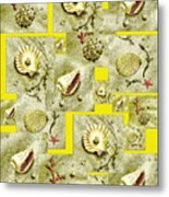 Seashells On Lemon Yellow Metal Print
