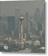 Seattle Skyline With Wildfires Smoke And Haze Metal Print