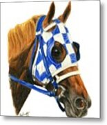 Secretariat With Blinkers Metal Print