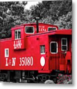 Selective Color Red Caboose Metal Print