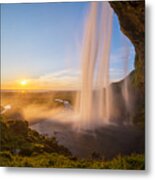 Seljalandsfoss Sunset Iceland Metal Print