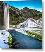 Seljalandsfoss Waterfall - Iceland - Travel Photography Metal Print