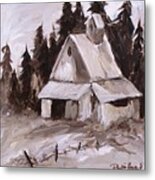 Sepia Barn Metal Print