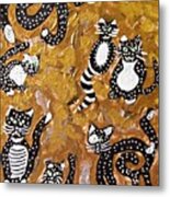 Seven Black And White Cats Metal Print