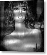 Shadowed Beauty, Black And White Mannequin Metal Print