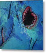 Shark Frenzy Nightmare Metal Print