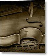 Sheet Music With Cello Stringed Instrument  In Sepia Metal Print