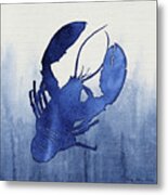 Shibori Blue 3 - Lobster Over Indigo Ombre Wash Metal Print