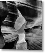 Shining In - Entrance Of Antelope Canyon Black And White Metal Print