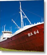 Ship On Land - Abandoned Wreck In Iceland Metal Print