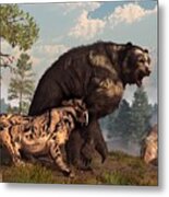 Short-faced Bear And Saber-toothed Cat Metal Print