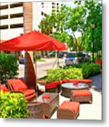 Sidewalk Seating Metal Print