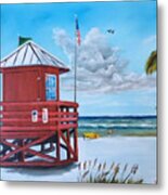 Siesta Key Red Lifeguard Shack Metal Print