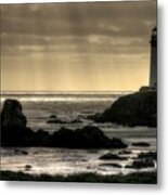 Silhouette Sentinel - Pigeon Point Lighthouse - Central California Coast Spring Metal Print