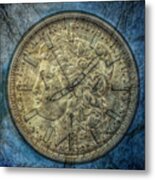 Silver Dollar Clock Metal Print