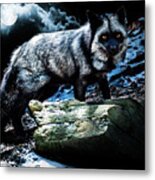 Silver Fox In Moonlight. Metal Print