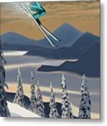 Silver Star Ski Poster Metal Print