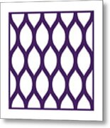Simplified Latticework With Border In Purple Metal Print