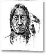 Sitting Bull Black And White Metal Print