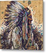 Sitting Bull Decorative Portrait 2 Metal Print