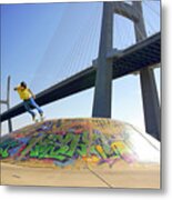 Skate Under Bridge Metal Print