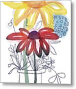 Sketchbook Flowers Thank You- Art By Linda Woods Metal Print