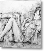 Sketchbook Page 46 Drawing Woman Classical Sitting Pose Metal Print