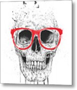 Skull With Red Glasses Metal Print