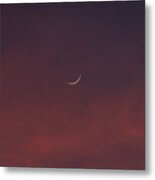 Sliver Moon Floating In A Pink Sky Over Venice Florida Metal Print