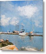 Small Dock With Boats Metal Print