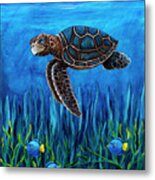 Smirking Turtle Metal Print