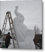 Snow Elephant Metal Print