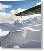 Snowfield Off Airplane Wing - Alaska Range Metal Print