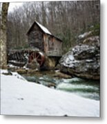 Snowing At Glade Creek Mill Metal Print