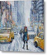 Urban Snowstorm Metal Print