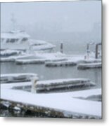 Snowy Harbor Metal Print