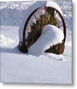 Snowy Wagon Wheel Metal Print