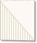 Soft Blush and Champagne Stripe Triangles Metal Print
