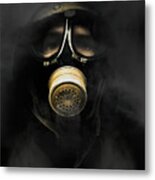 Soldier In Gas Mask Metal Print