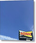 Sonic Americas Drive In Dark Blue Sky Metal Print