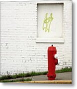 Space Invader And The Unsuspecting Hydrant Metal Print