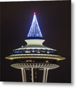 Space Needle Christmas Tree Metal Print